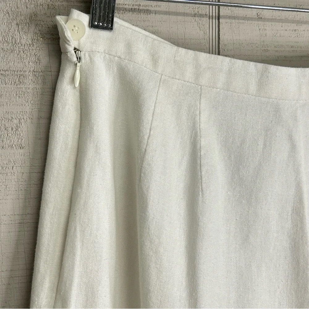 Style & Co Womens Linen Blend Trouser Pants Petite Sz 10PHigh Rise‎ Lined White